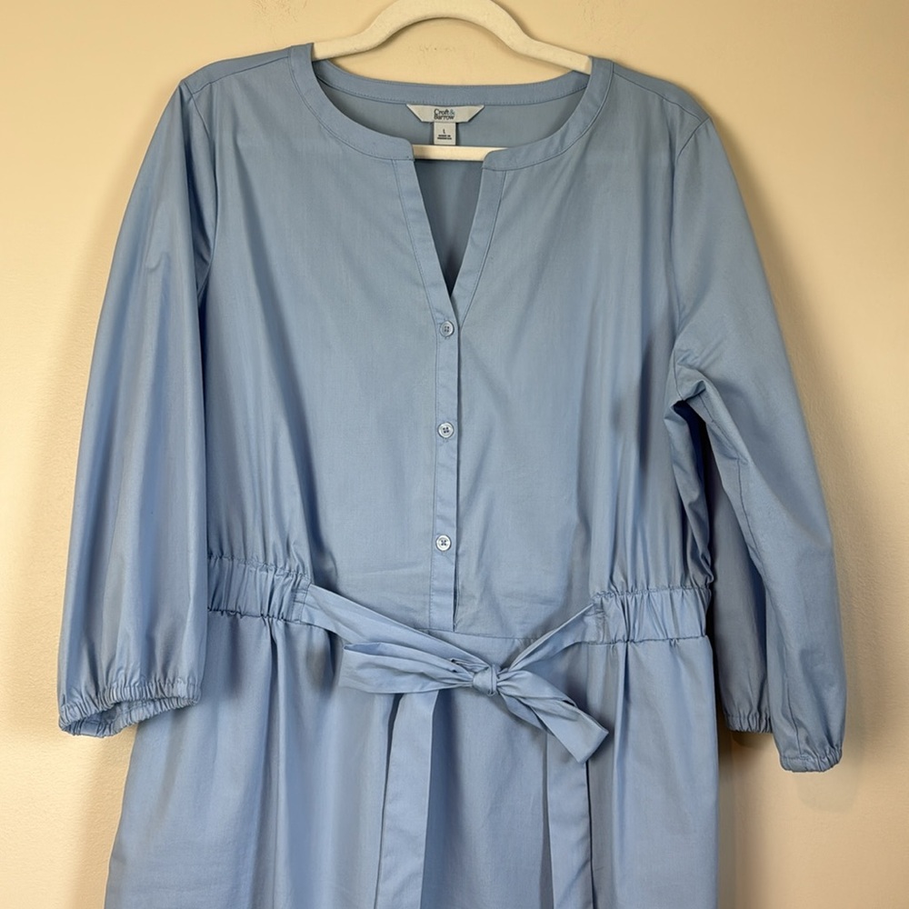 Croft & Barrow Sky Blue Splitneck Shirt Dress Size L Cotton Blend - Picture 4 of 10